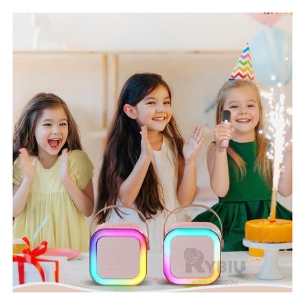 Parlante con Bordes de Luces en Color Rosado Y+Stickers Parlante con Bordes de Luces en Color Rosado Y+Stickers