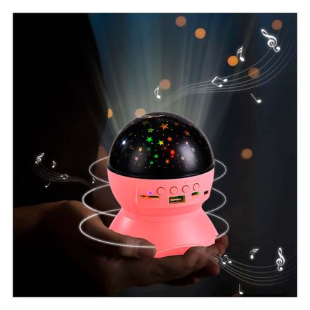 Parlante con Tallado de Satelite en Color Rosado Y+Stickers Parlante con Tallado de Satelite en Color Rosado Y+Stickers