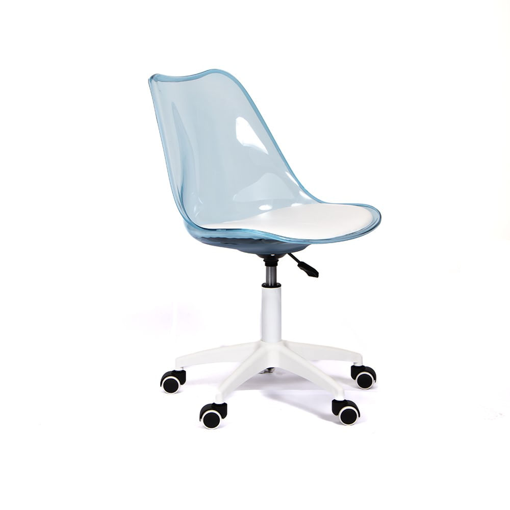 Silla Giratoria Acolchada Modelo Eames Azul Translúcido Silla Giratoria Acolchada Modelo Eames Azul Translúcido