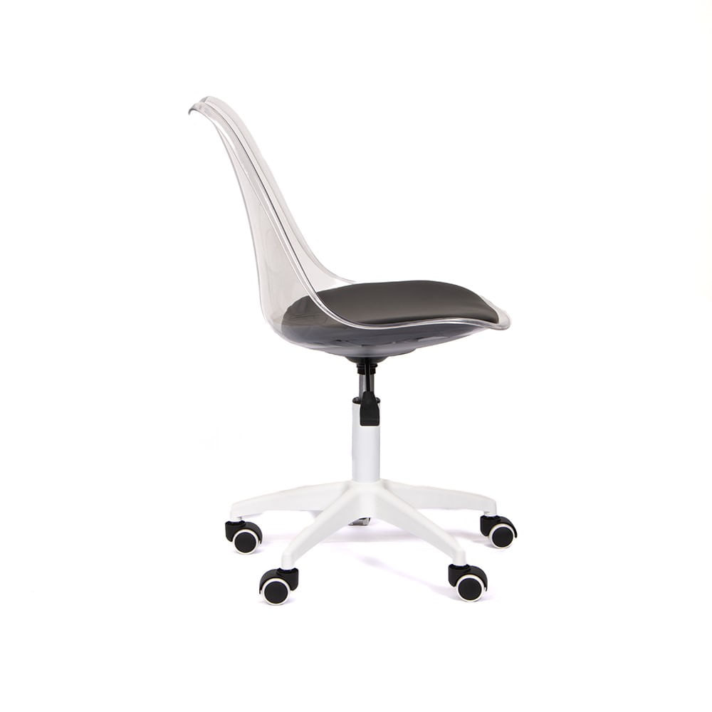 Silla Giratoria Acolchada Modelo Eames Transparente con Asiento Negro Silla Giratoria Acolchada Modelo Eames Transparente con Asiento Negro