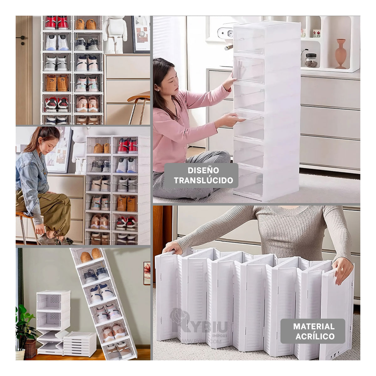 Zapatera Retractil Segura en Color Blanco Y+Stickers