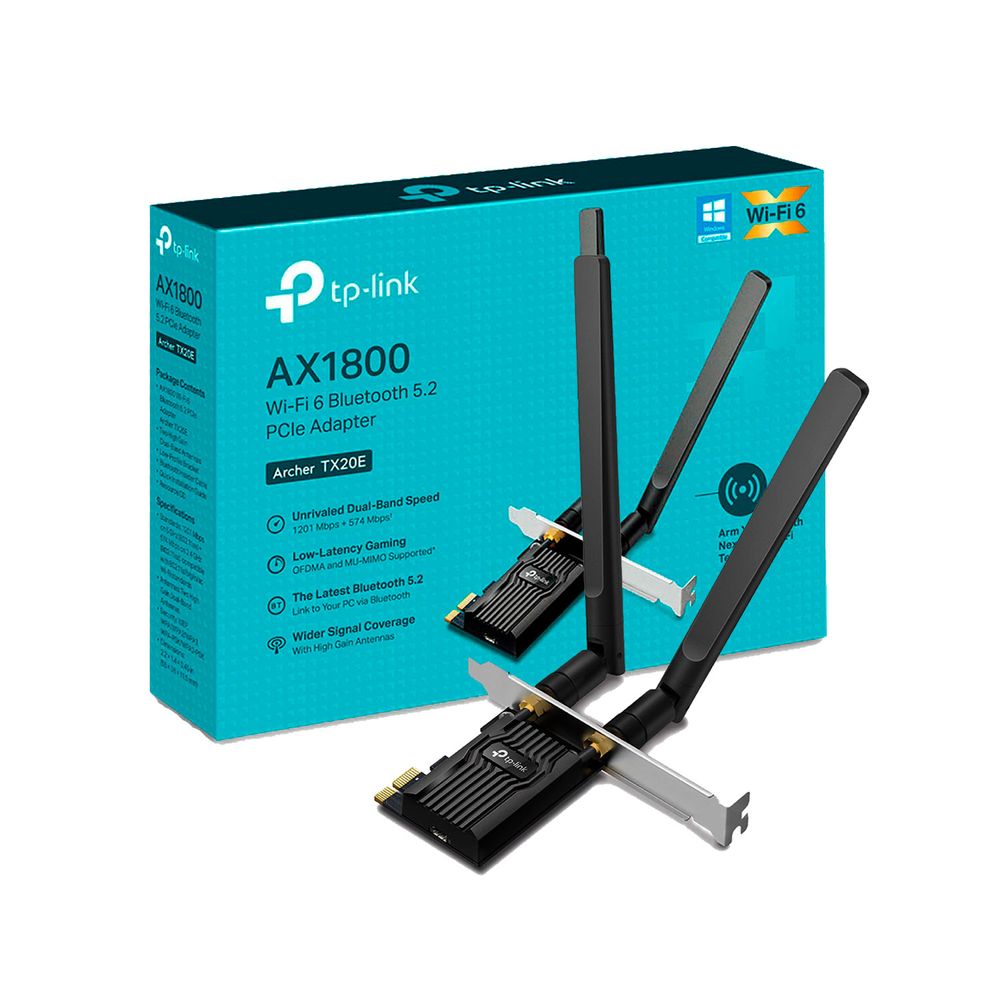 Tarjeta de red Tp Link Archer TX20E Adaptador PCIe WiFi 6 Bluetooth 5.2 AX1800 - Promart