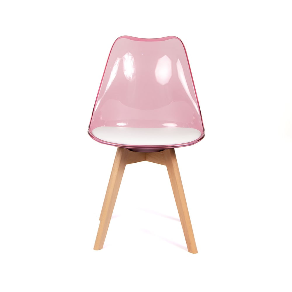 Silla Acolchada Modelo Eames Rosado Translúcido Silla Acolchada Modelo Eames Rosado Translúcido