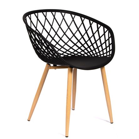 Silla Calada Con Reposabrazos Modelo Vera color Negro y Patas Tono Madera Silla Calada Con Reposabrazos Modelo Vera color Negro y Patas Tono Madera