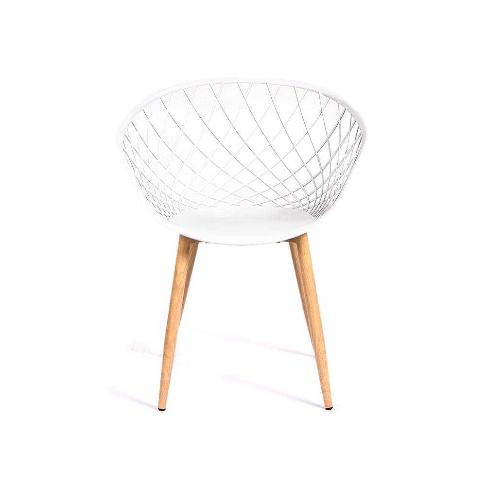 Silla Calada Con Reposabrazos Modelo Vera color Blanco y Patas Tono Madera Silla Calada Con Reposabrazos Modelo Vera color Blanco y Patas Tono Madera