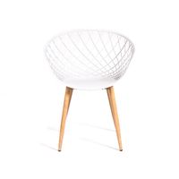 Silla Calada Con Reposabrazos Modelo Vera color Blanco y Patas Tono Madera
