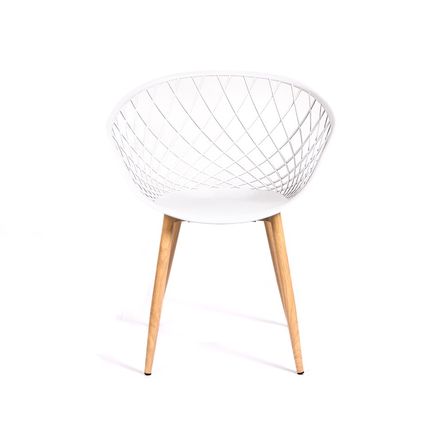 Silla Calada Con Reposabrazos Modelo Vera color Blanco y Patas Tono Madera Silla Calada Con Reposabrazos Modelo Vera color Blanco y Patas Tono Madera