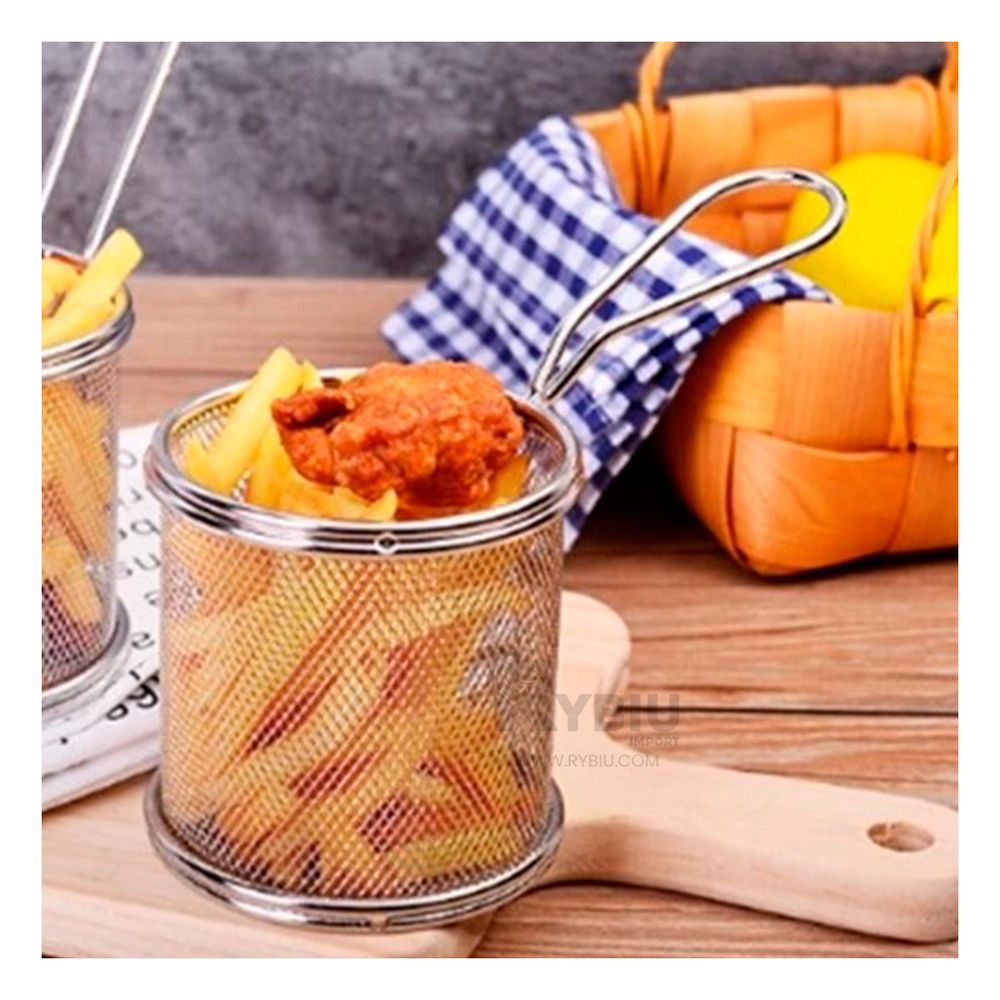 Cesta de Papas Fritas Redondo en Plateado Y+Papel de Regalo Cesta de Papas Fritas Redondo en Plateado Y+Papel de Regalo