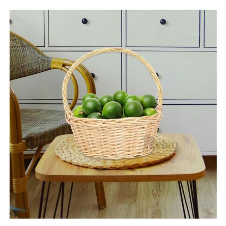 Canasta Circular de Mimbre de 24x24x25cm Color Marron Canasta Circular de Mimbre de 24x24x25cm Color Marron