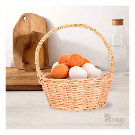 Canasta en Forma Circular de Mimbre Color Marron Canasta en Forma Circular de Mimbre Color Marron