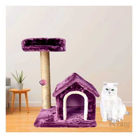 Gym de Gato en Forma de Casa de Dos Pisos de Color Lila