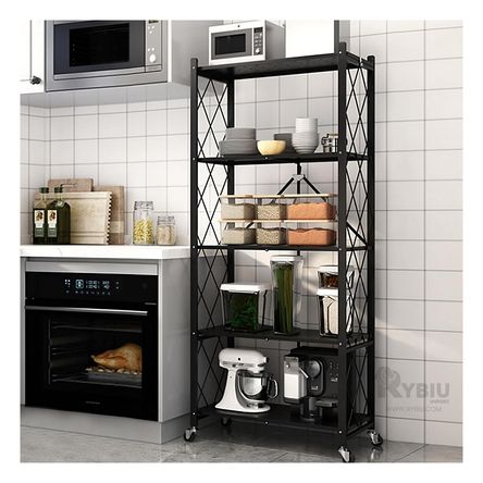 Estante Plegable de Metal de 5 Niveles color Negro