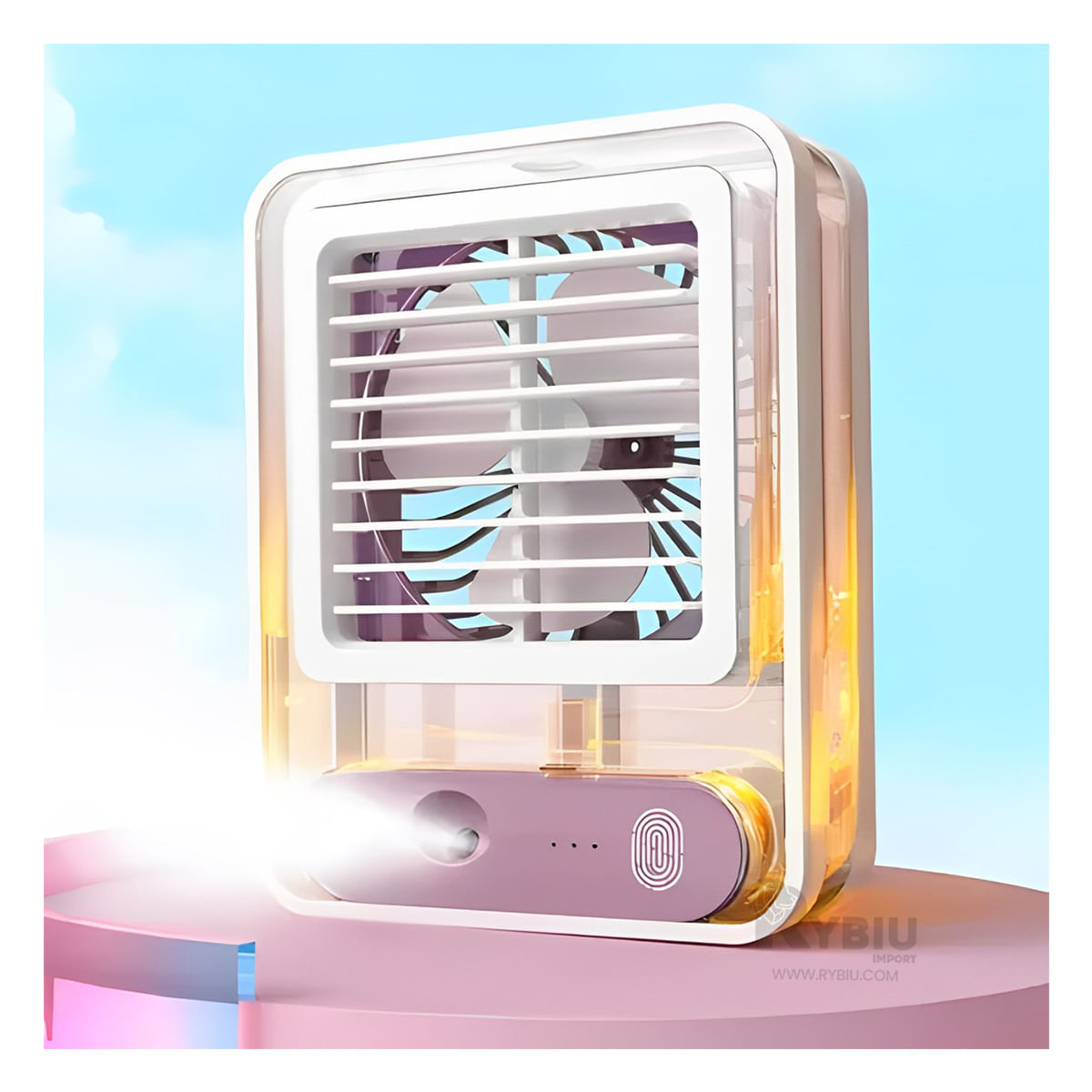 Ventilador Recargable de Color Plomo Y+Stickers