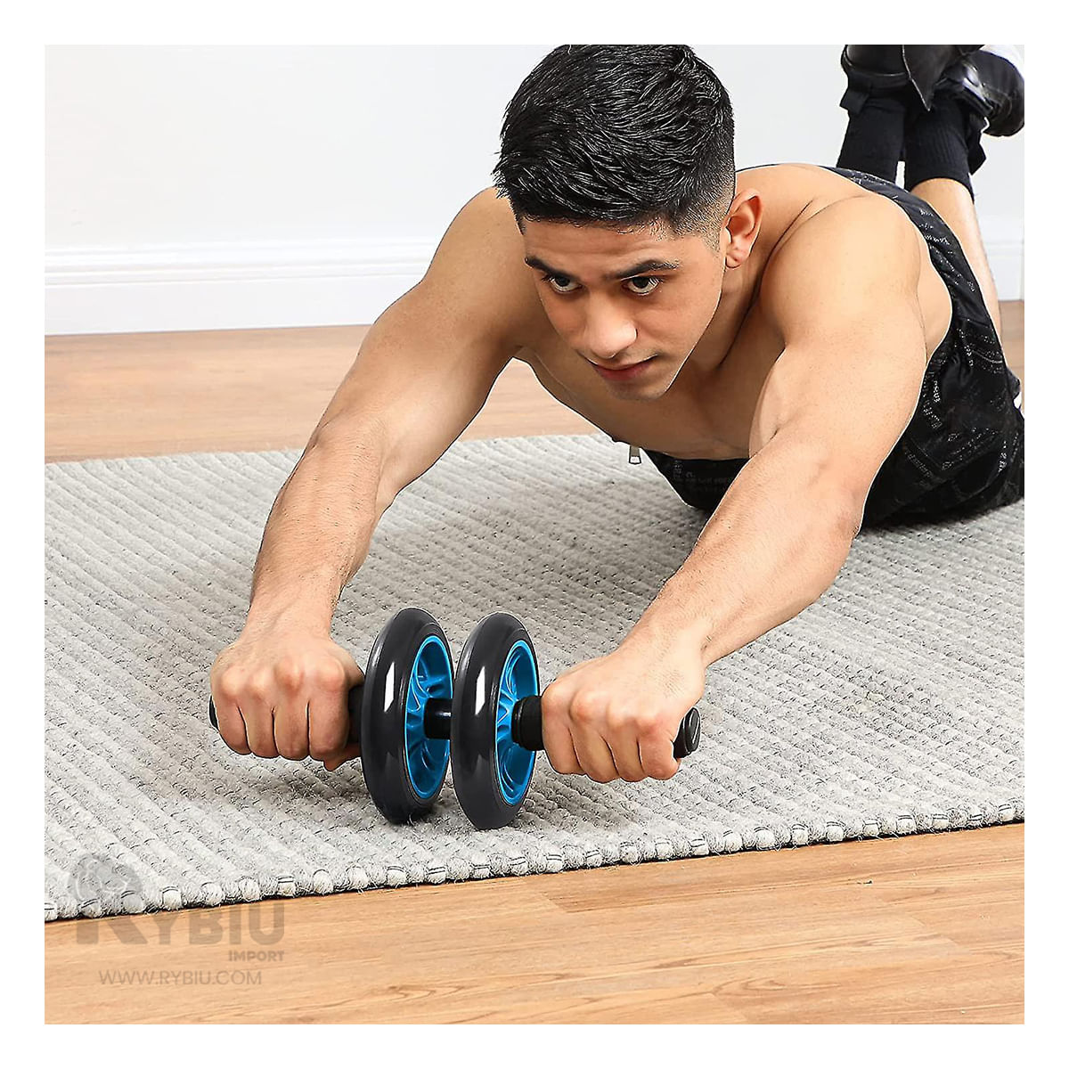 Rodillo para Abdominal y Tapete de Tono Celeste Y+Agendita