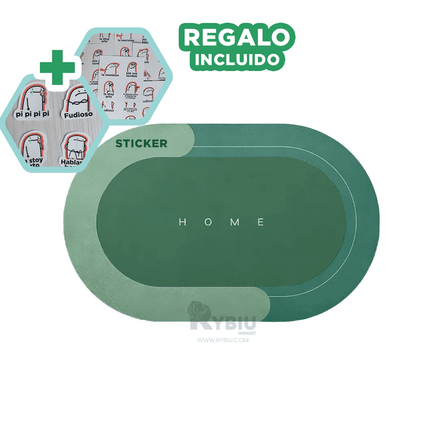 Tapete Ideal para Damas Ovalado en Color Verde Y+Stickers Tapete Ideal para Damas Ovalado en Color Verde Y+Stickers
