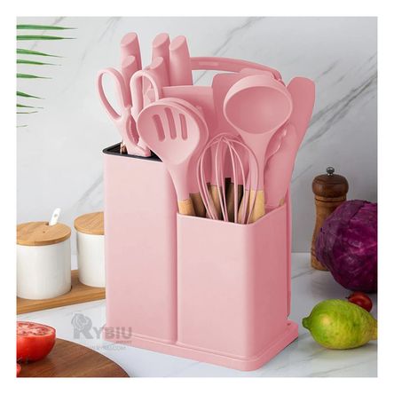 Set de 18 Piezas para Cocina en Rosado Y+Papel de Regalo