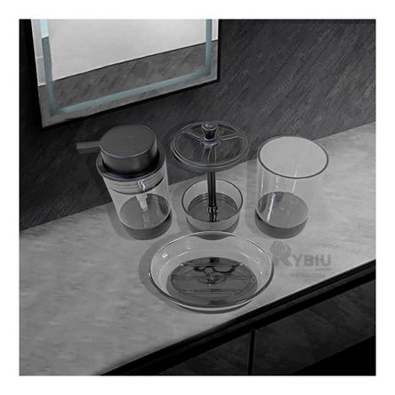 Set Completo de Baño Esencial de 4 Piezas en Color Negro Set Completo de Baño Esencial de 4 Piezas en Color Negro