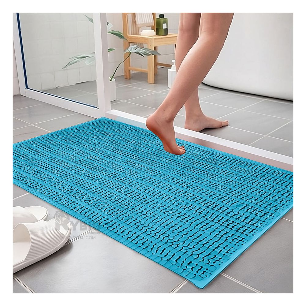 Tapete de Dormitorio Rectangular en Color Celeste Tapete de Dormitorio Rectangular en Color Celeste