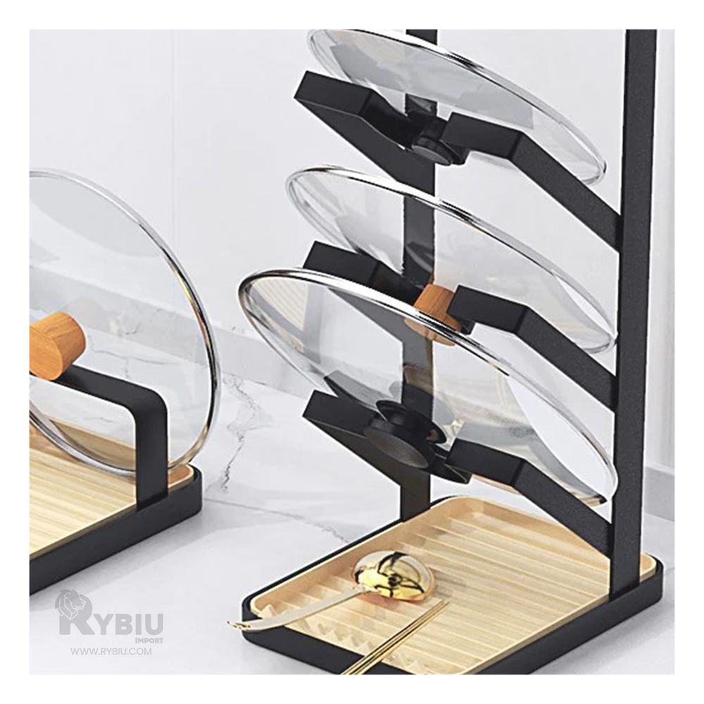 Organizador para Tapas de Ollas y Cucharas de Color Negro Organizador para Tapas de Ollas y Cucharas de Color Negro