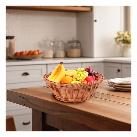 Cesta Util Redonda para Reuniones Tejida Marron Y+Agendita Cesta Util Redonda para Reuniones Tejida Marron Y+Agendita