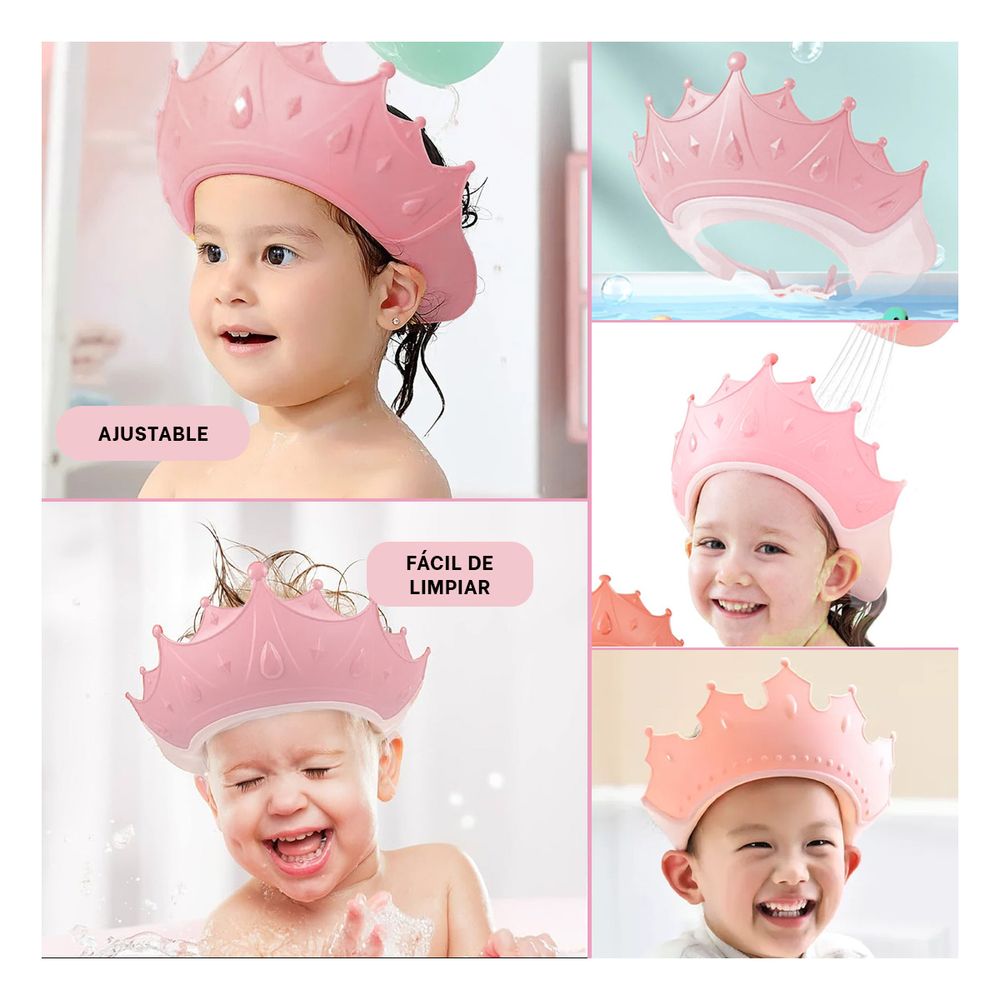 Corona de Ducha Ajustable para Niños en Color Rosado Corona de Ducha Ajustable para Niños en Color Rosado
