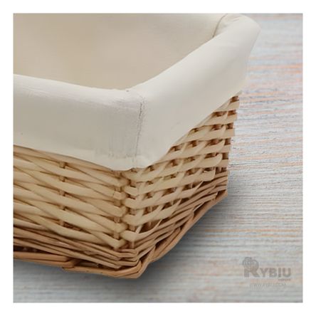 Cesta de Mimbre Rectangular con Tela Interior Marron Cesta de Mimbre Rectangular con Tela Interior Marron