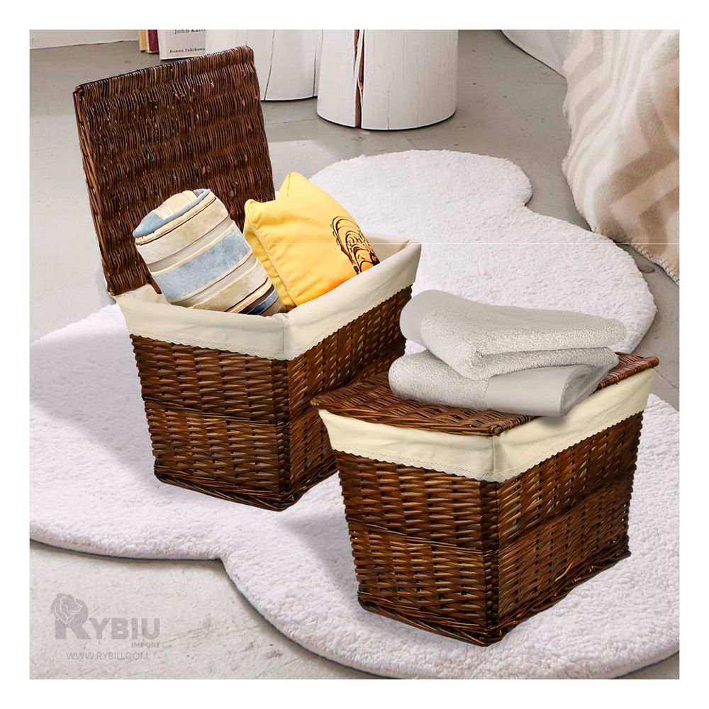 Cesta en Forma Rectangular con Tapa en Marron Y+Agendita Cesta en Forma Rectangular con Tapa en Marron Y+Agendita