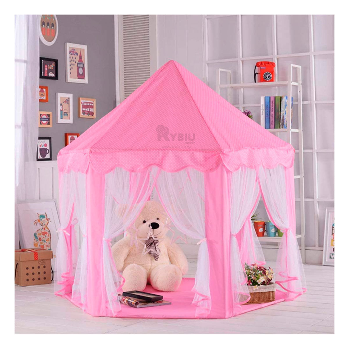 Carpa Lavable de Niña con Luces de Color Rosado Y+Agendita