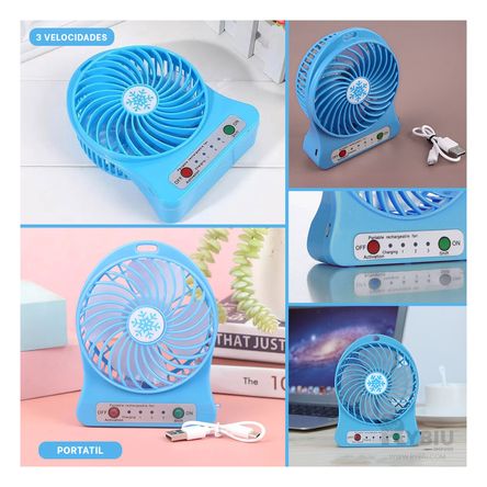 Mini Ventilador 3 Velocidades en Azul Y+Post-it adhesivos Mini Ventilador 3 Velocidades en Azul Y+Post-it adhesivos