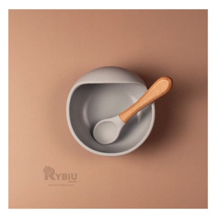 Plato Cuenco de Silicona y Cuchara para Bebe en Plomo Plato Cuenco de Silicona y Cuchara para Bebe en Plomo