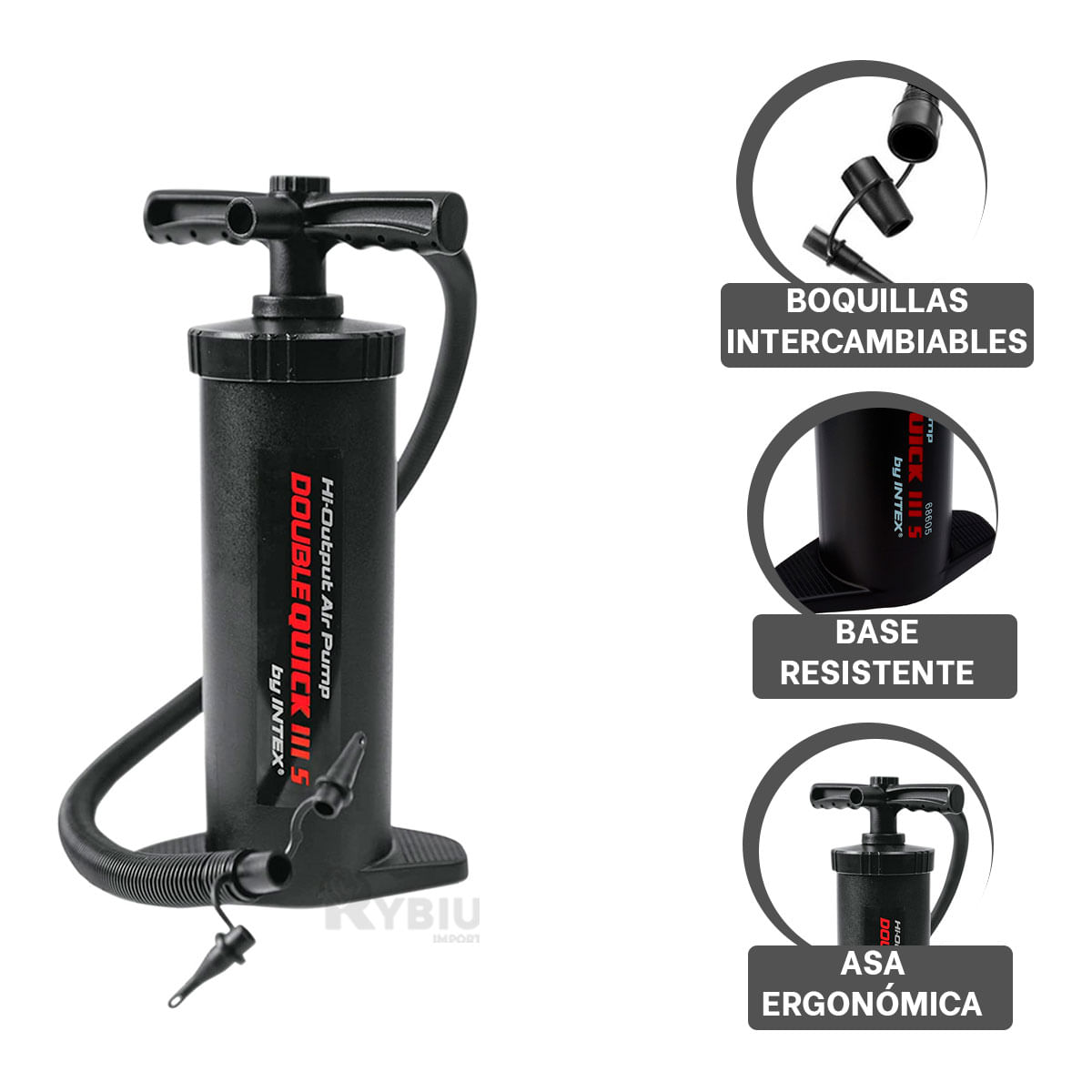 Inflador Facil de Usar de 15 Pulgadas Color Negro Y+Stickers