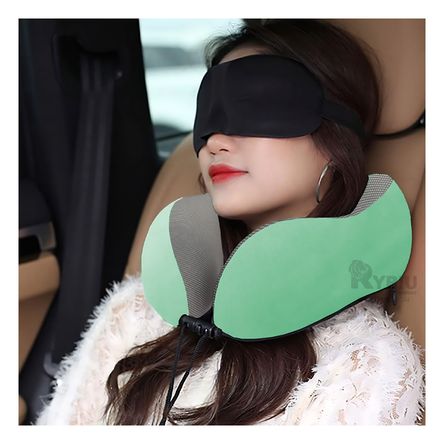 Almohada Ergonomica de Viaje en Verde Y+Papel de Regalo