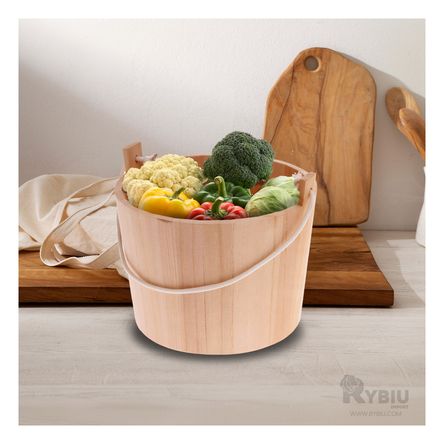 Cubeta con Asa de Cuerda en Tono Madera Cubeta con Asa de Cuerda en Tono Madera