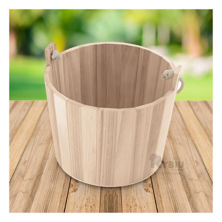 Cubeta con Asa de Cuerda en Tono Madera Cubeta con Asa de Cuerda en Tono Madera