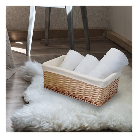 Cesta Ligera Rectangular con Tela Interior Marron Y+Stickers Cesta Ligera Rectangular con Tela Interior Marron Y+Stickers