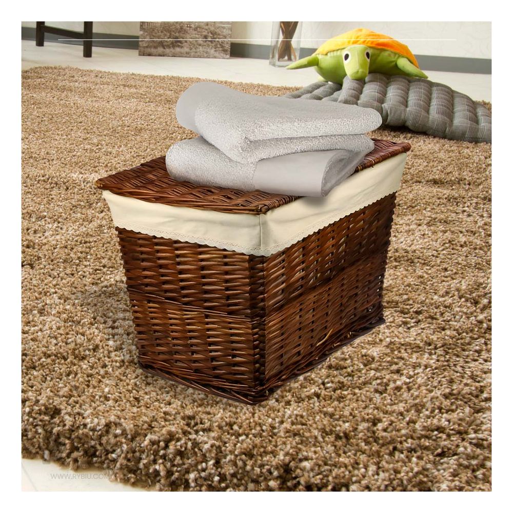 Cesta Rectangular con Forro y Tapa Marron Y+Papel de Regalo Cesta Rectangular con Forro y Tapa Marron Y+Papel de Regalo