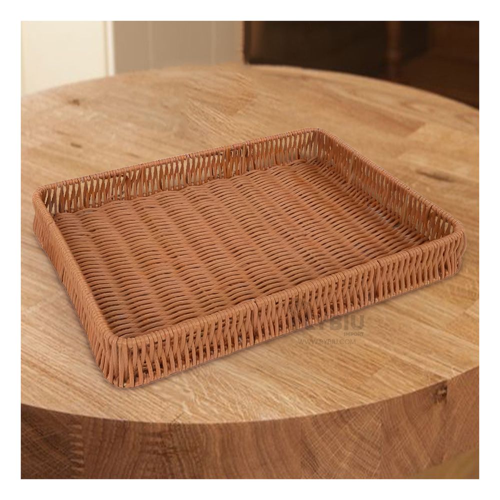 Cesta Rectangular de Plastico Tejido Color Marron Cesta Rectangular de Plastico Tejido Color Marron
