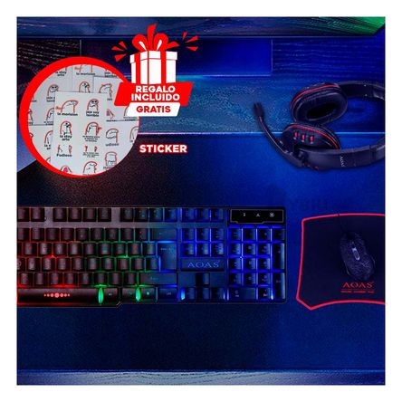 Kit Completo Gamer 4 en 1 con Luces Multicolor Y+Stickers Kit Completo Gamer 4 en 1 con Luces Multicolor Y+Stickers