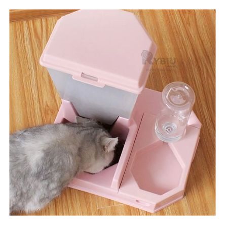 Dispensador de Agua y Comida Automatico en Rosado Dispensador de Agua y Comida Automatico en Rosado