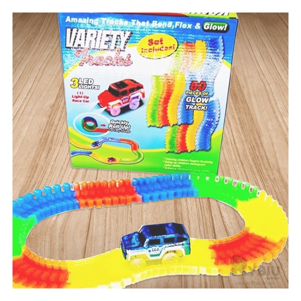 Pista con Rieles Flexibles y Carro en Multicolor Pista con Rieles Flexibles y Carro en Multicolor