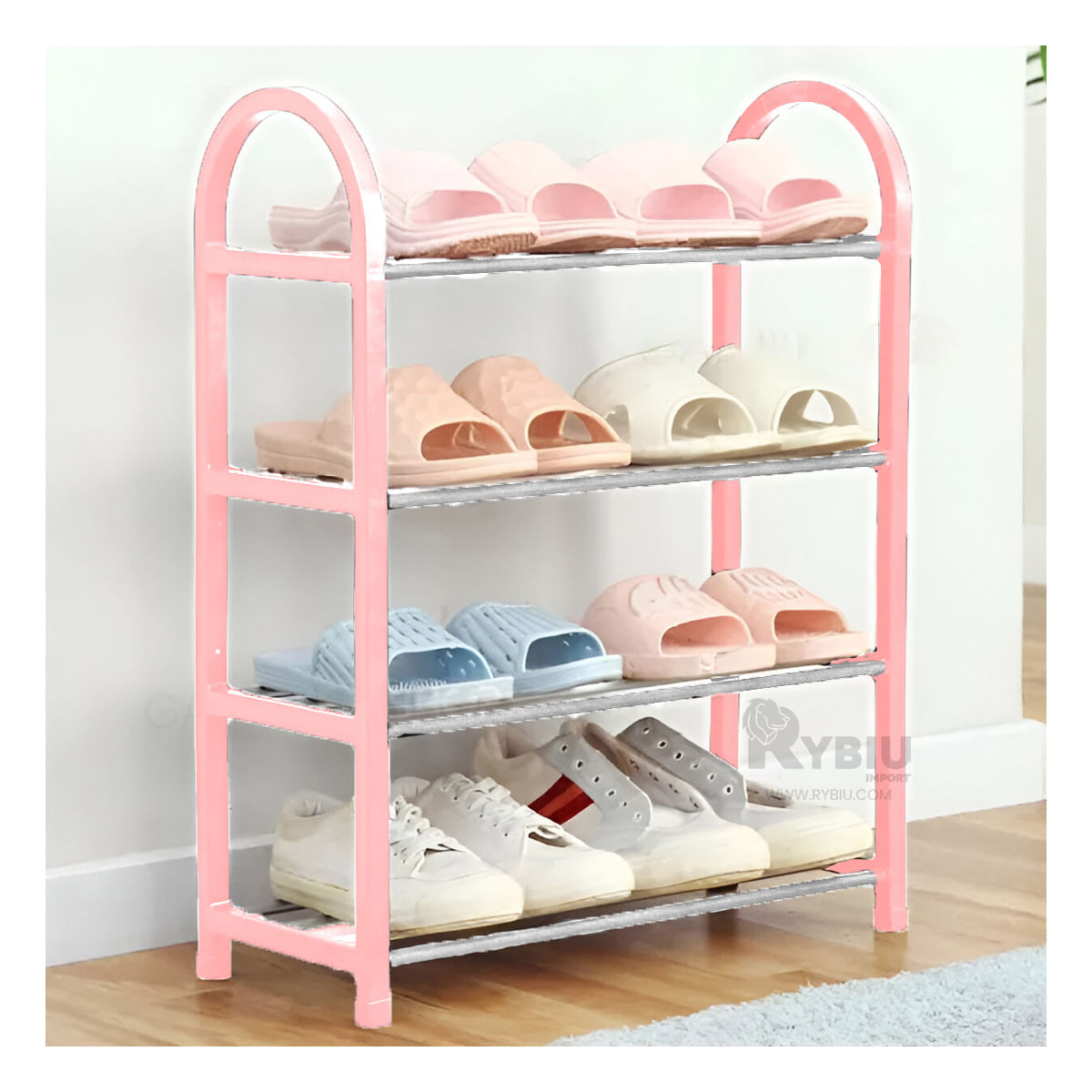 Zapatera 4 Niveles con Modelo Ovalado en Rosado