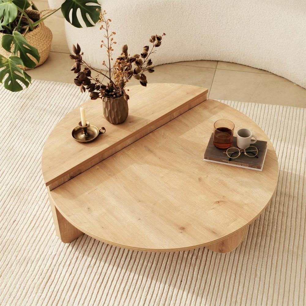 Mesa de Centro 2 en 1 Circular TU MESITA Pratt color Duna