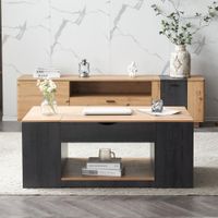 Mesa Extensible de Centro TU MESITA Igor color Negro/Roble 3 puertas