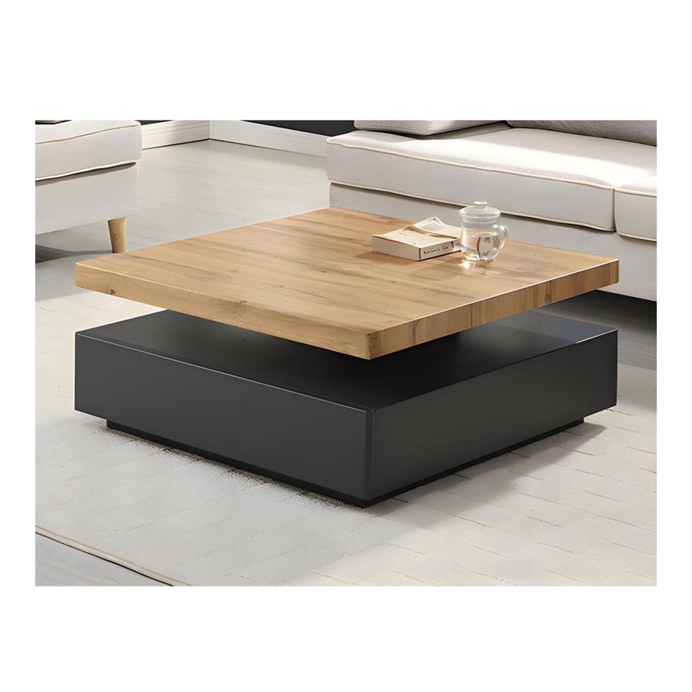 Mesa de Centro Moderna TU MESITA Maloc color Negro/Roble 1 cajones