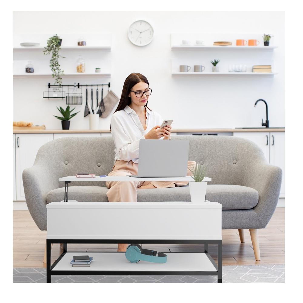 Mesa de Centro Extensible TU MESITA Milanis color Blanco 1 puerta