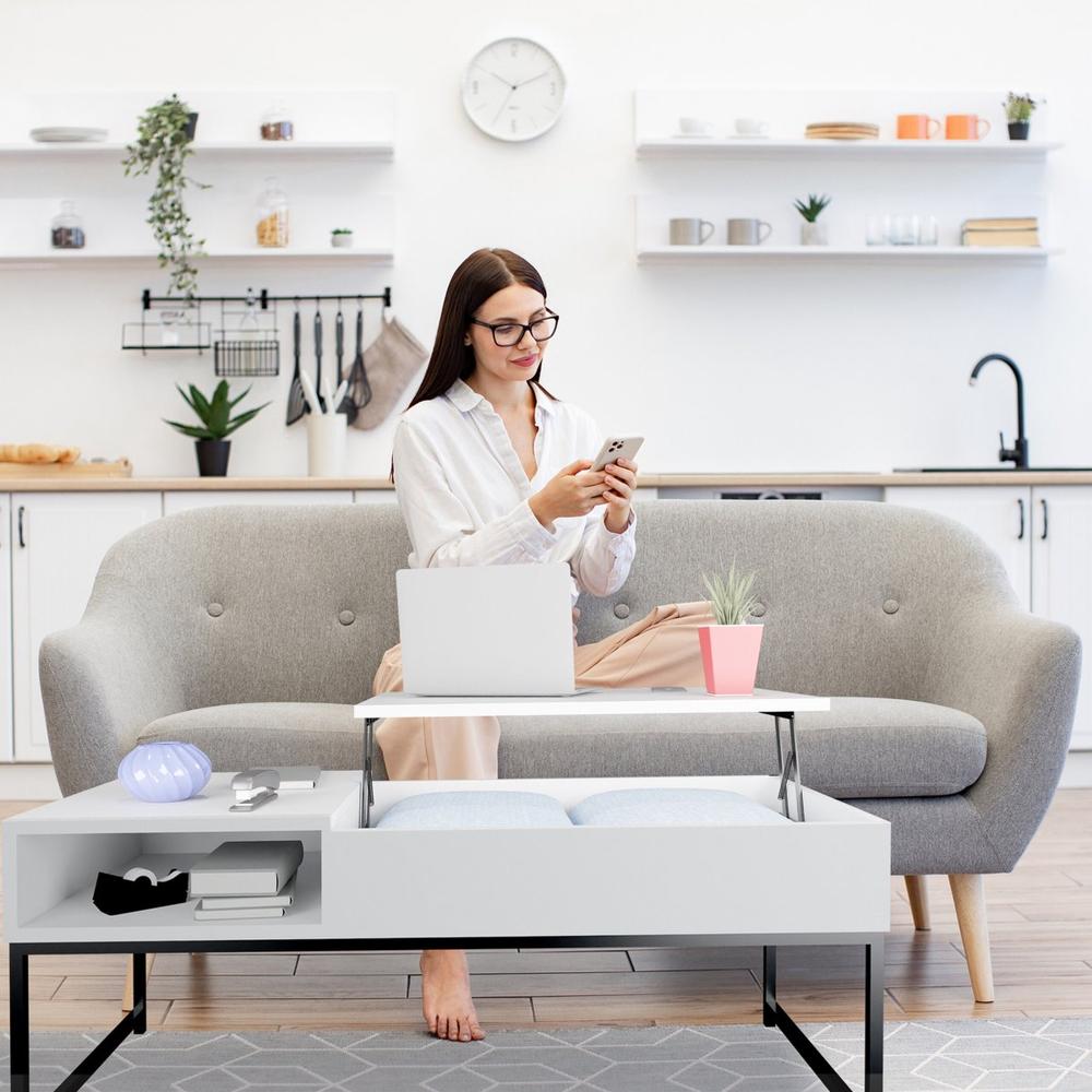 Mesa de Centro TU MESITA Milena color Blanco Puerta Levadiza