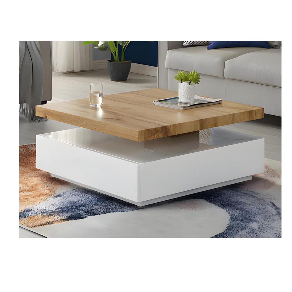 Mesa de Centro Moderna TU MESITA Maloc color Blanco/Roble 1 cajones