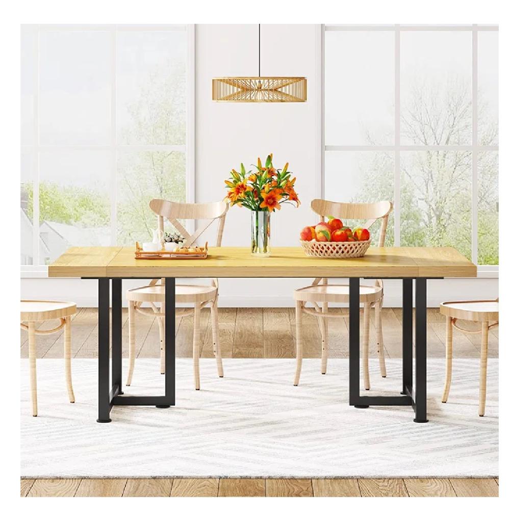 Mesa de Comedor Clásica TU MESITA Luana color Duna/Negro