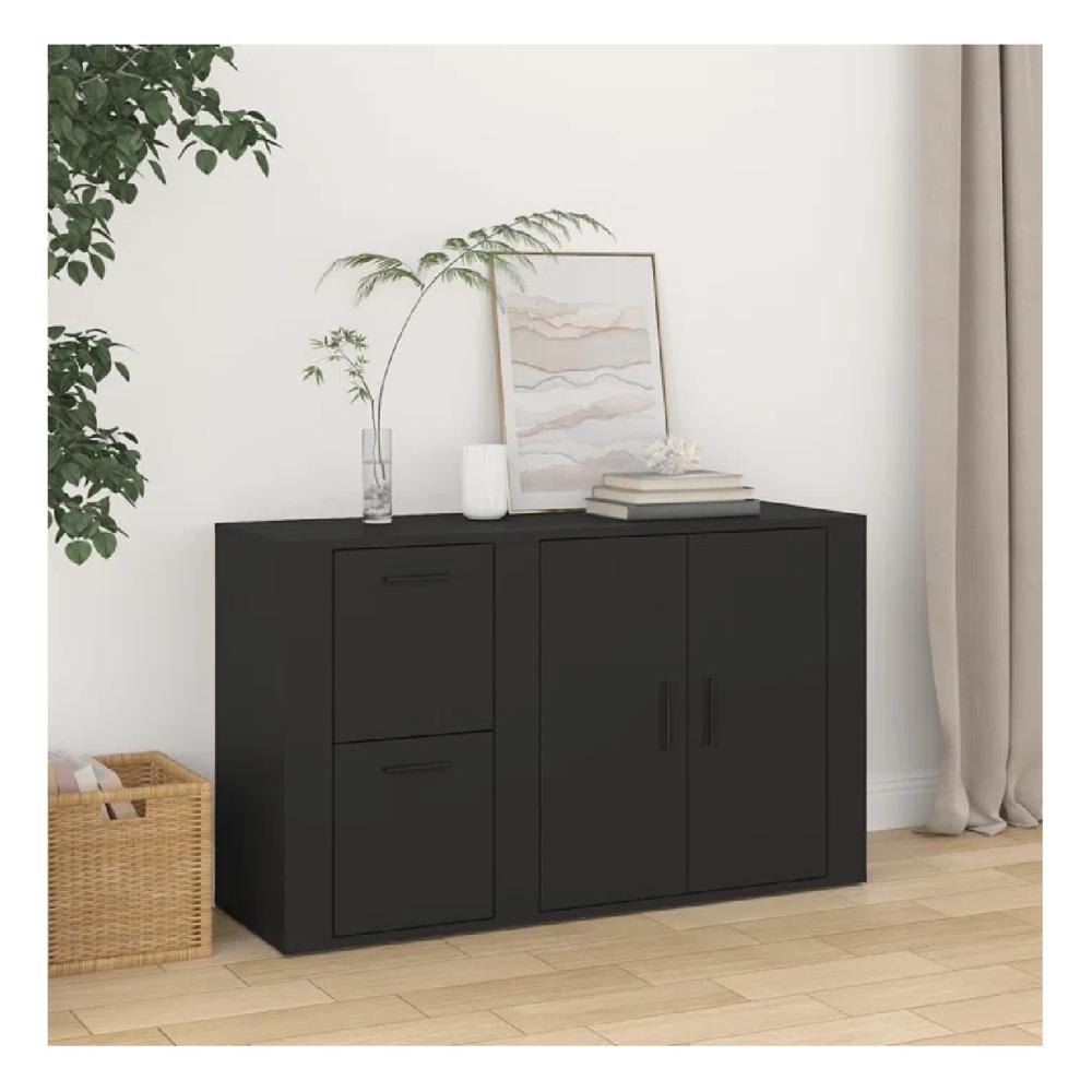 Aparador Clásico TU MESITA Atom color Negro 2 cajones 2 puertas