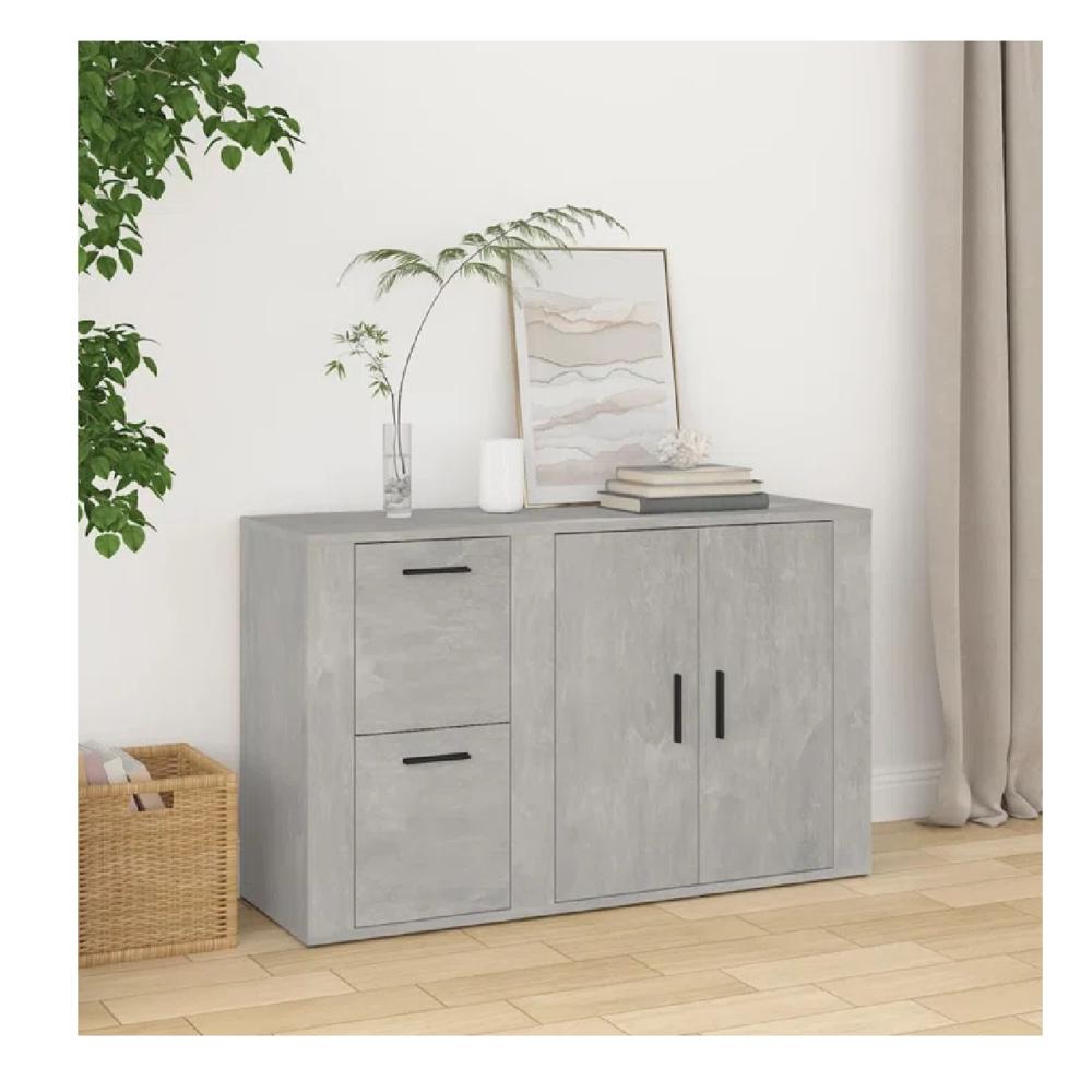 Aparador Clásico TU MESITA Atom color Gris 2 cajones 2 puertas